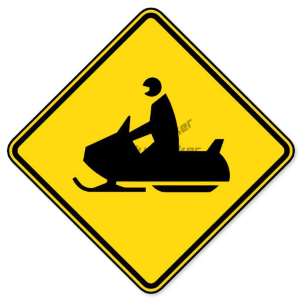 

Snowmobile Crossing Warning Sign Sticker Decal Camper Windows Windshield Bumper Sunshade Bike Accessories
