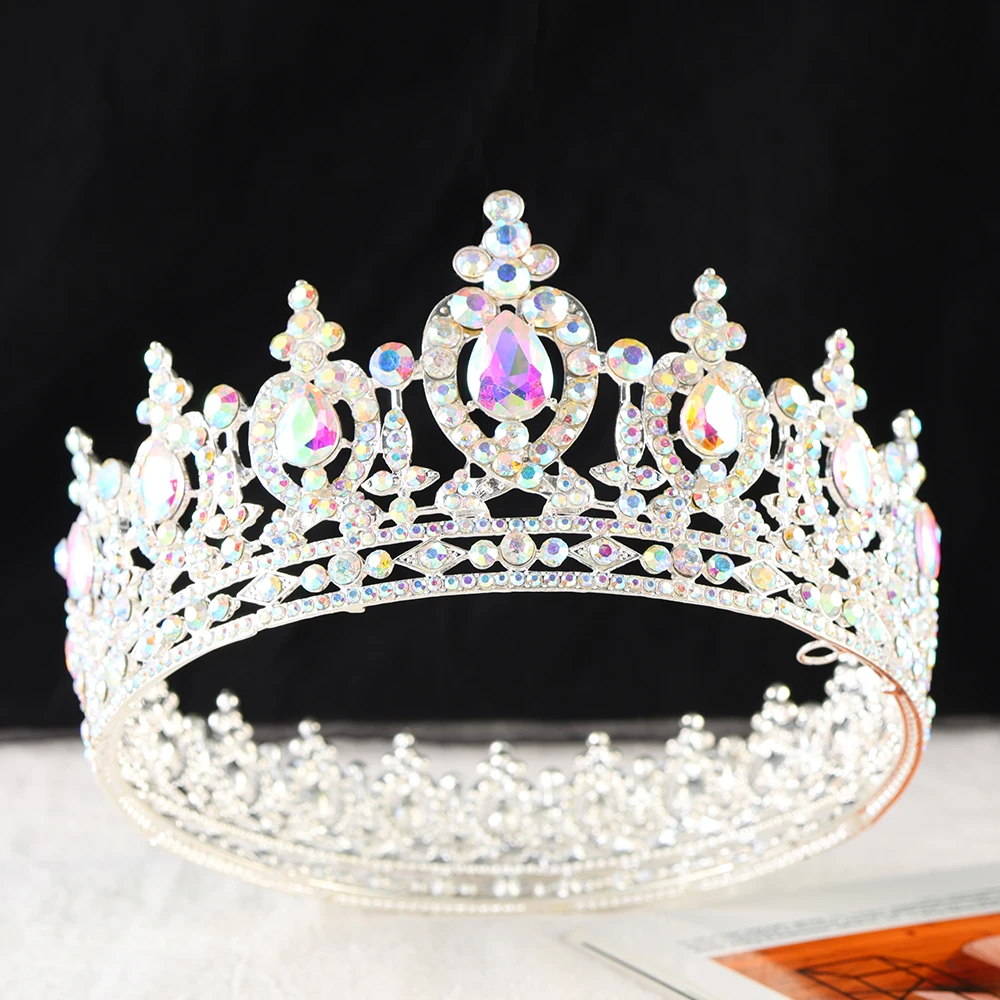 

Luxury Women Tiara Excellent Bridal Gem Crystal Wedding Crown Colorful Queen Tiara For Party Jewelry Hair Accessories