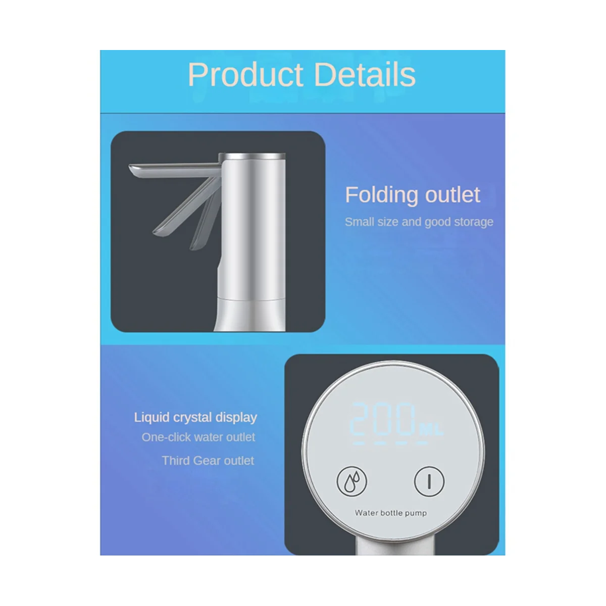 Pompe à Eau Électrique Pliable avec USB, Dispositif d'Aspiration, Distributeur pour Bouteille de 5 Gallons