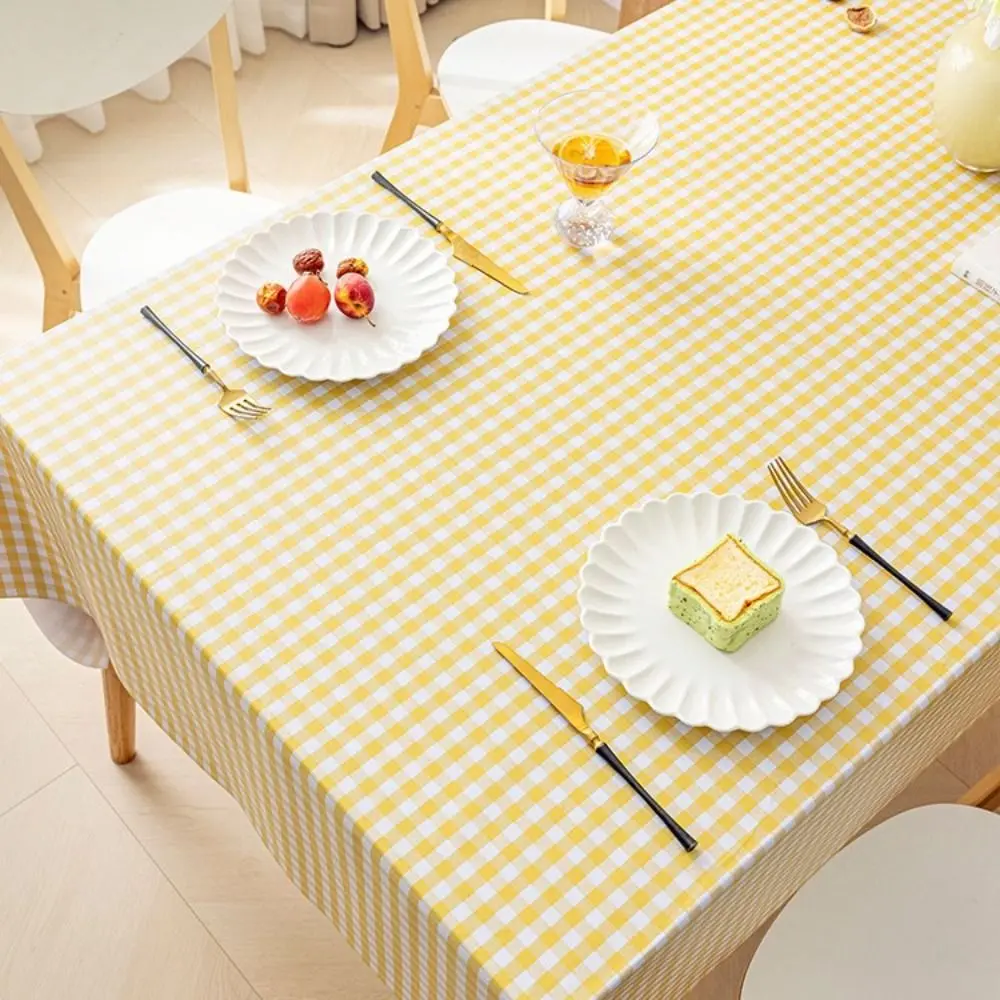 

Dust-proof Plaid Tablecloth 120x120cm Wrinkle Free Ins Table Cloth Rectangular Washable Dining Table Protector Picnic Party