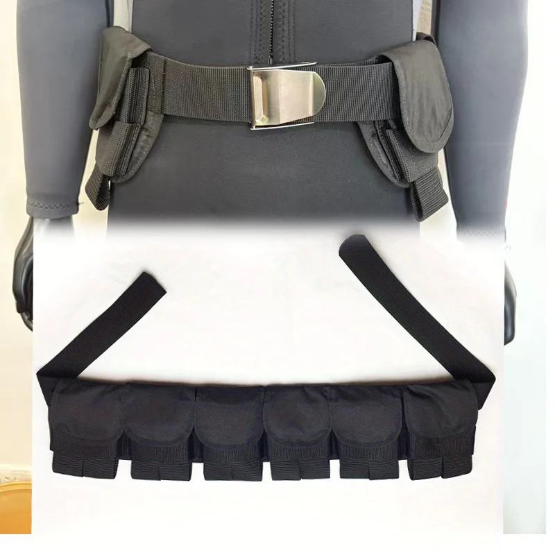 

SCUBA Diving 6 Pocket Weight Belt with Buckle Exclusive for Diving Equipment securely stores essential items