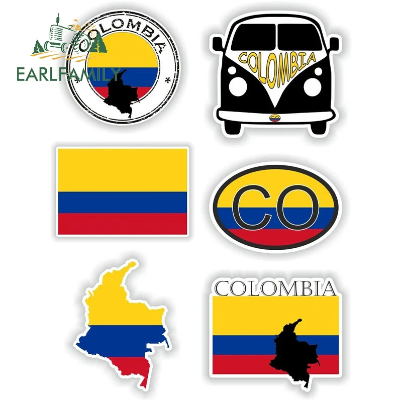 EARLFAMILY 13cm for COLOMBIA Country Flag Car Sticker Occlusion Scratch RV JDM Bumper Decal Fashion Vinyl Car Wrap Decoration