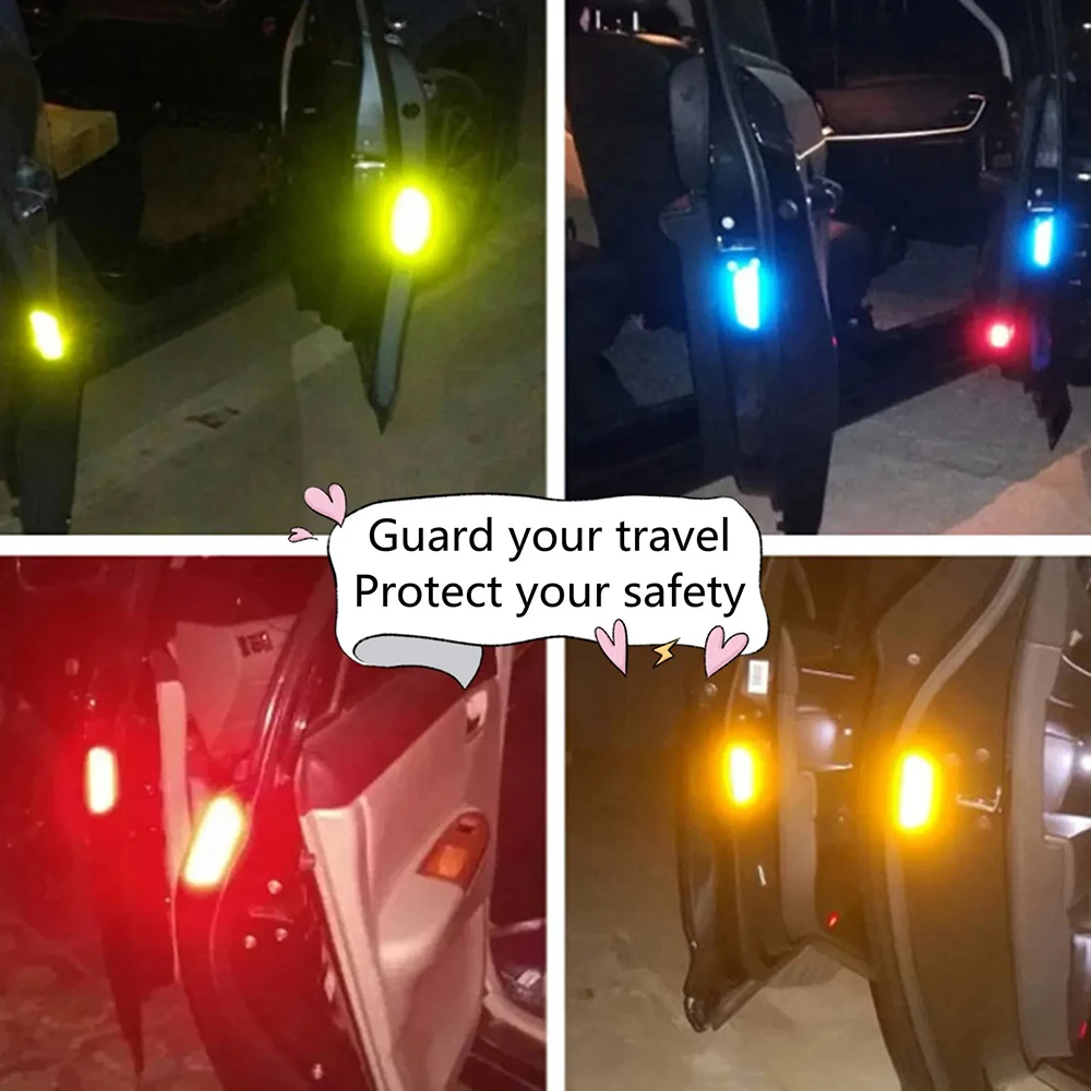 4PCS Car Universal Door Open Reflective Strips Warning Stickers Safety Mark Warning Reflective Auto Exterior Interior Reflector