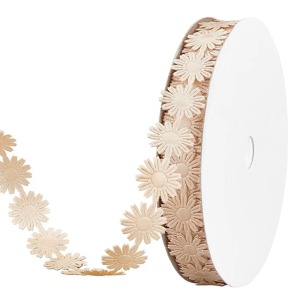 20 Yards Flower Polyester Ribbons for Gift Packaging Wheat 5/8 inch(17mm) 20yards/roll(18.288m/roll) roll: 90x17mm