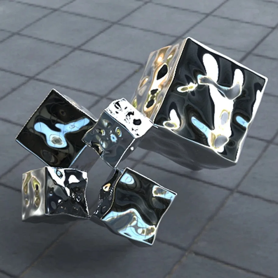 *& Living Room Exhibition Hall Garden Park Shopping Mall Stainless Steel Water Cube Combination Sculpture