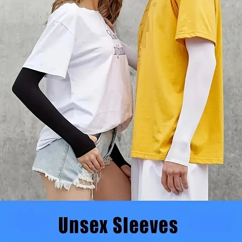 2Pcs Sunscreen Ice Sleeves Summer Thin Men & Women UPF 50+ Cooling Long Arm Cover Light Fragrance Elastic Ice Sleeves