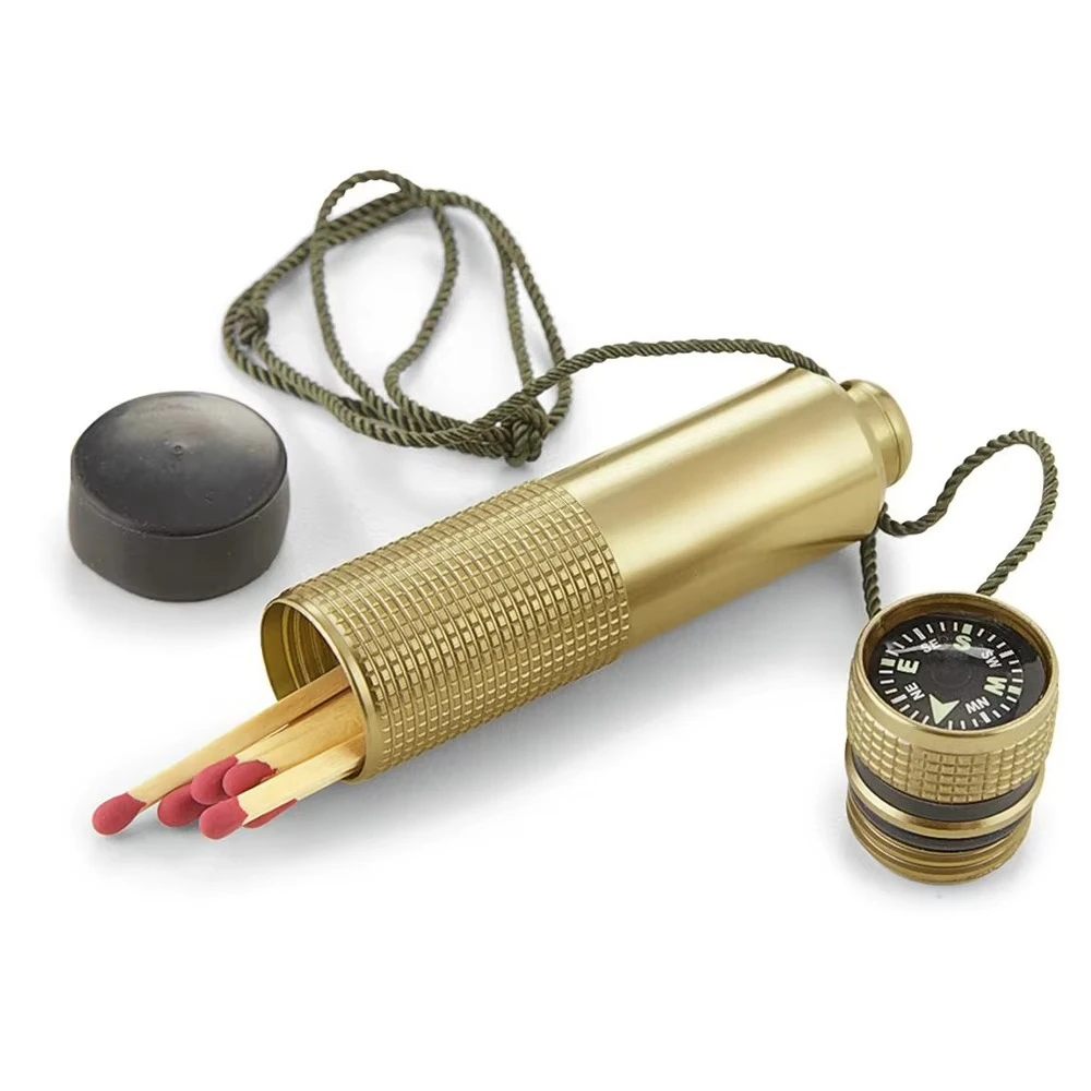 High Quality Mini H62 Brass Waterproof  Kit with Compass  Pill Bottles Outdoor Camping First Aid 1L Capacity Edc