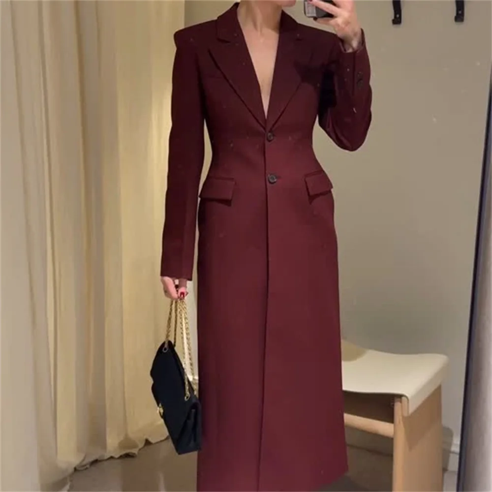 

2025 new women's clothing European and American style casual elegant design sense slim fit temperament long coat jacket
