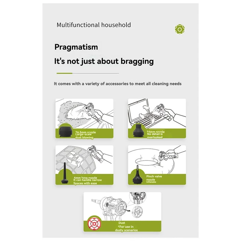 

BTLIFE-Power Tool Screwdriver Rechargeable Cordless Blower 190W Max 130000Rpm 2.4N For Worx 12V Green Battery(Not Included)