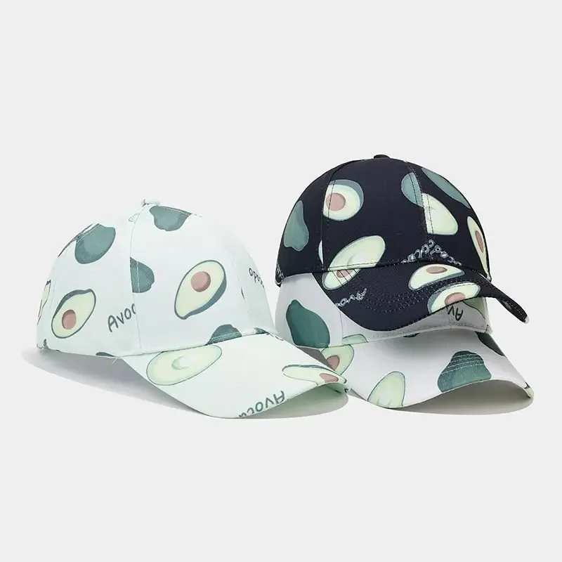 Four Seasons Polyester Fruit Print Casquette Baseball Cap Adjustable Outdoor Snapback Hats for Men and Women 203