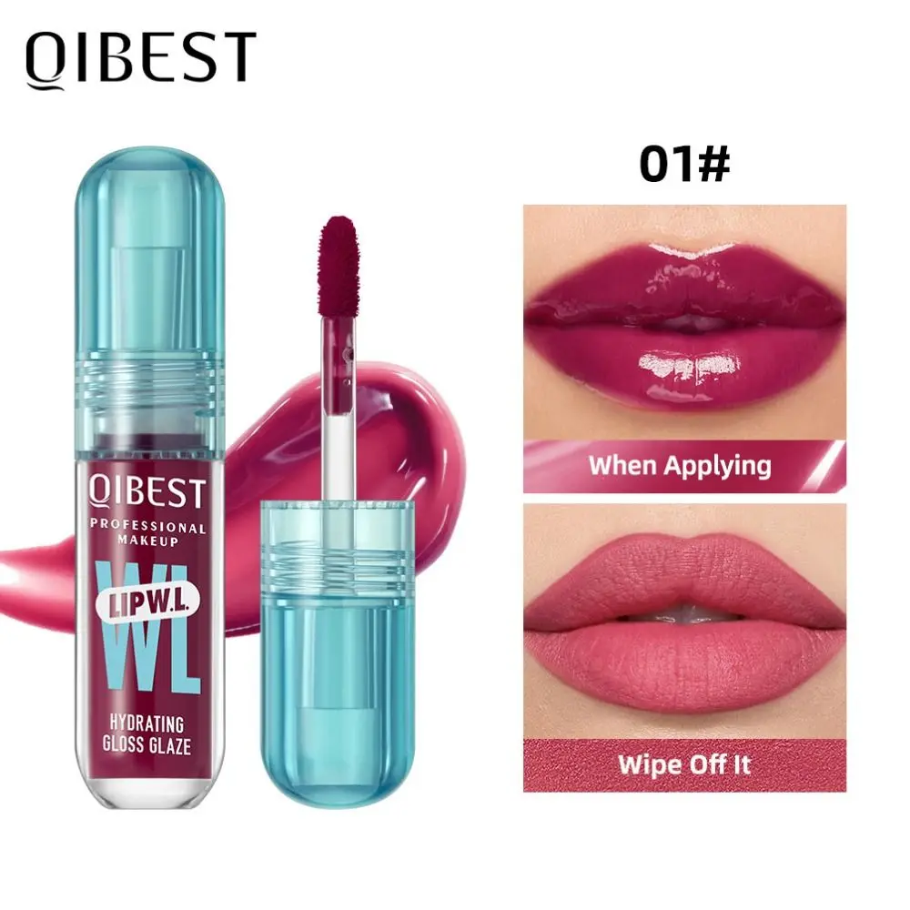 New QIBEST Crystal Lip Gloss Long Lasting Moisturizing Watery Lip Glaze Mirror Oil Hydrating Lip Balm Makeup Lip Tint