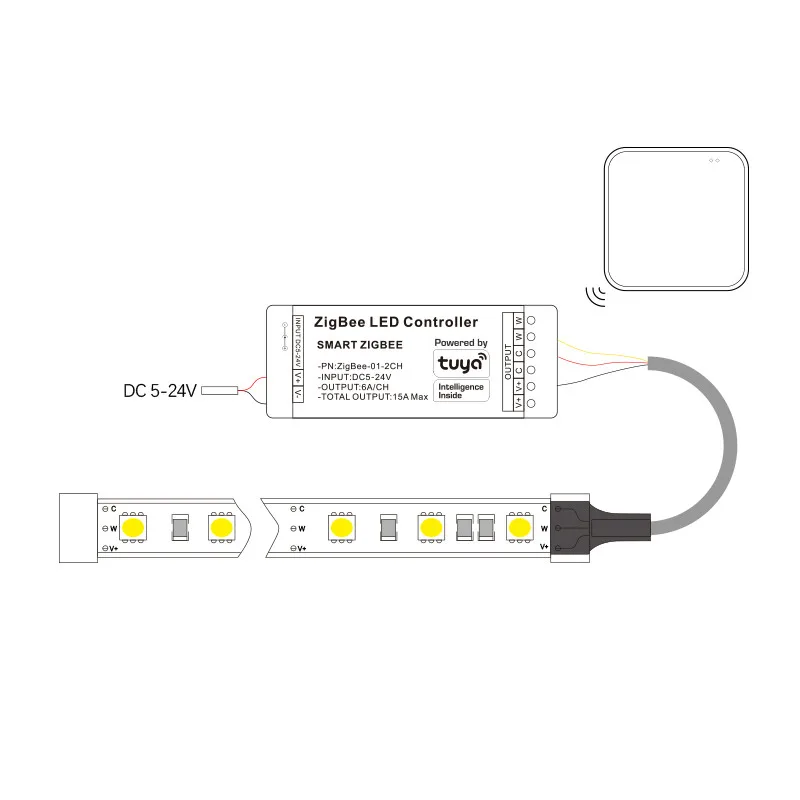 Zigbee Color Temperature Dimmer DC5-24V Tuya Smart APP LED Controller can be Controlled Semotely Support Smart Language Control