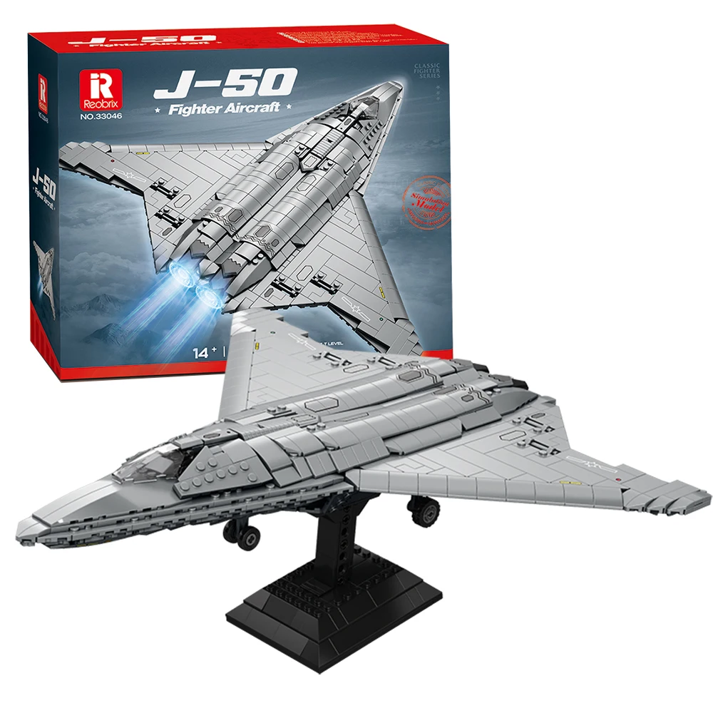 1206PCS J-50 Stealth Fighter Building Blocks Military Fighter Model Bricks Set With Display Stand Puzzle DIY Toy Fans Gift