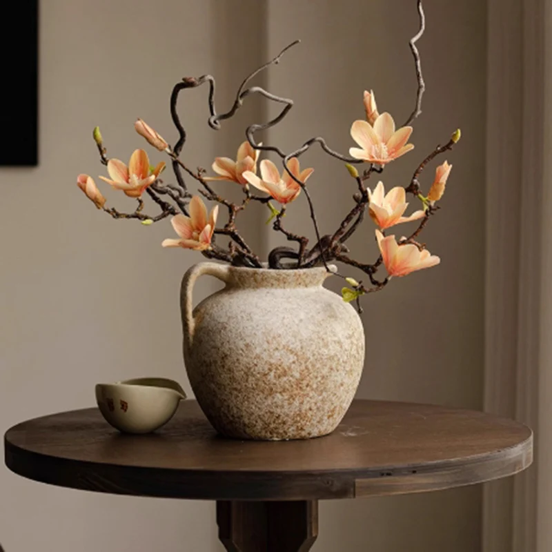 

Retro Ceramic Vase Desktop Ornament Flower Bottle Home Decoration Interior Accessories Living Room Dining Table Flower Planter