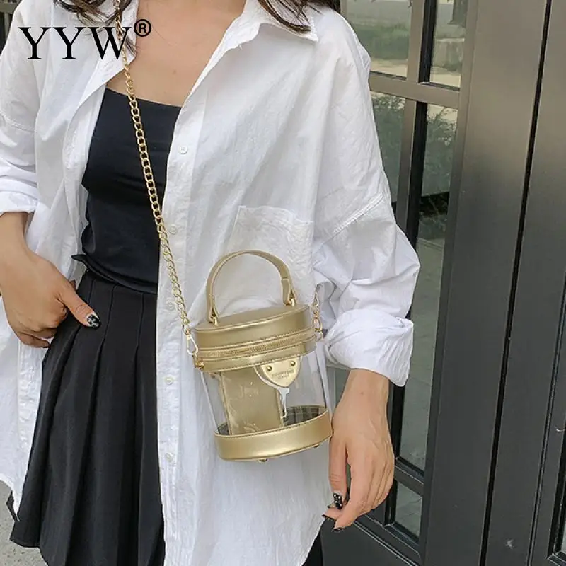 Fashion PVC Transparent Round Handbag for Women Soft Leather Zipper Large Capacity Girl Summer Tote Bag Single Shoulder Satchels