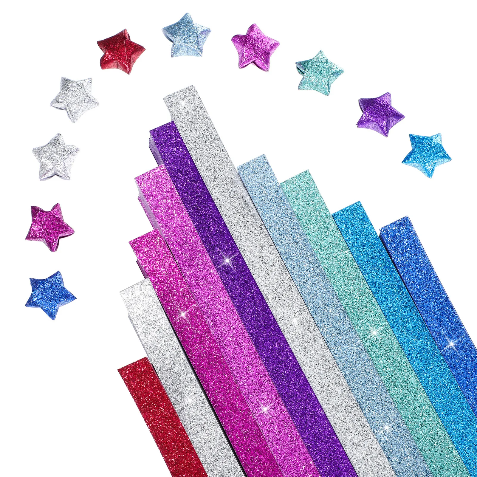 

1040Pcs Sparkling Paper Stars Strips Glittered Origami Paper for Crafts Educational Activity Spatial Reasoning Skill Development