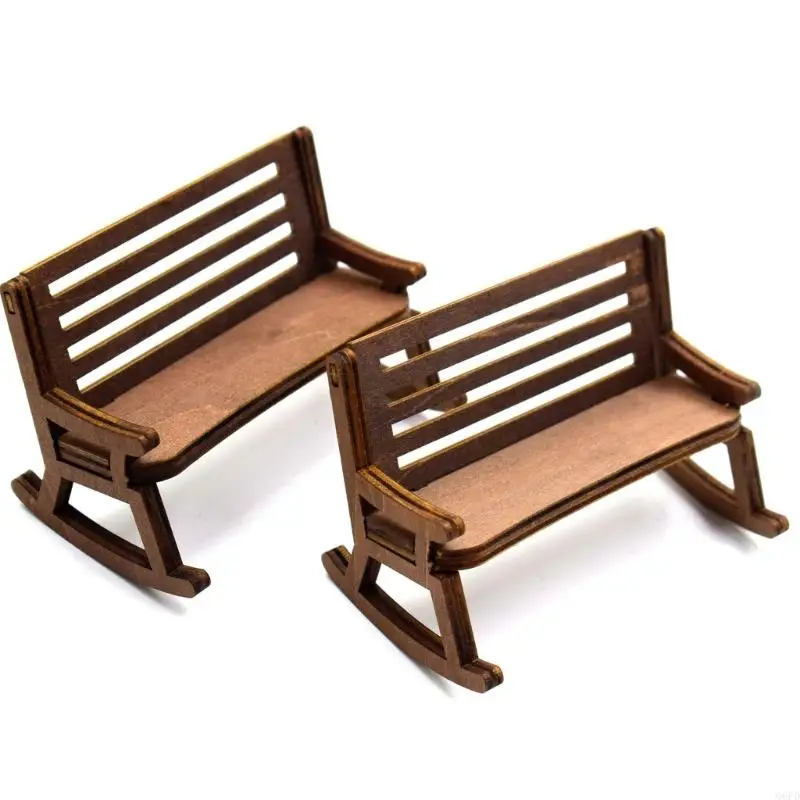   Realistic Retro Rocking Chair Realistic Stool Table for Kids Role Display Rocking Chair Model Toy Doll House