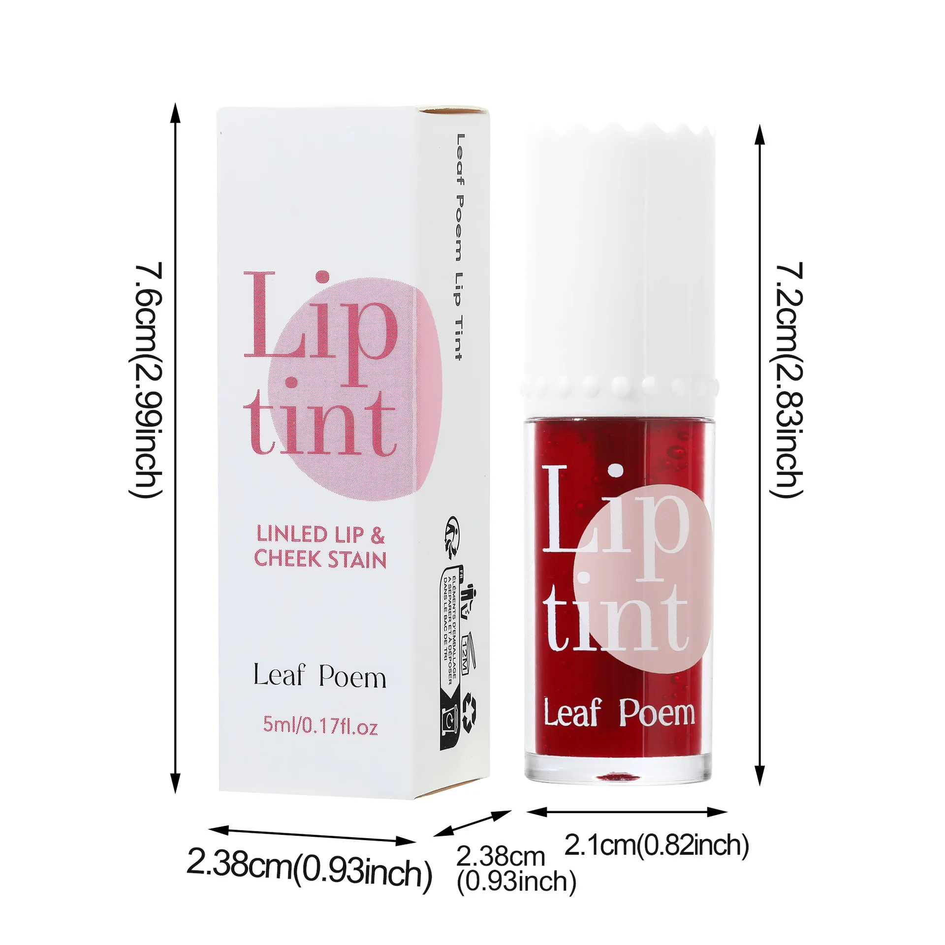 Matte Lip Stain Transfer Proof 12H Wear Fade Proof 2-in-1 Liquid Blush Tint Non Drying Waterproof Moisturizing Lipgloss Makeup