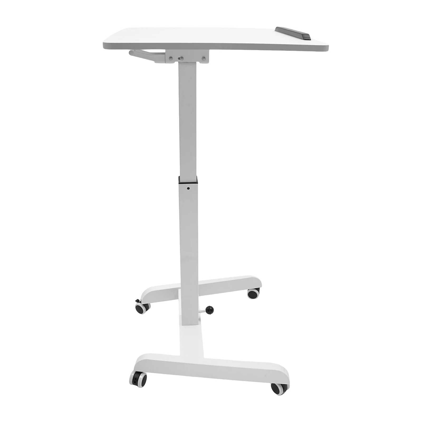 Verstellbare Stand-up-Arbeitsstation mit pneumatischer Höhenregelung, Multi-Winkel-Desktop, 4 Räder mit Bremsen, Eisenrahmen