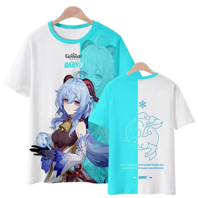 2024 New Summer Anime Game 3D Printing Loose Comfortable Breathable O Collar Shirt Street Harajuku Casual T-shirt Clothing