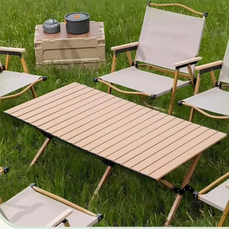 stllf Carbon Steel Portable Foldable Outdoor Dining Table-Lightweight Durable Modern Design 6-Seater for Camping Picnic