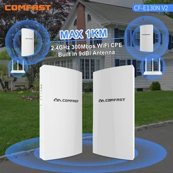 Extensor de enrutador CPE inalámbrico para exteriores, rango WIFI de 1KM, 2,4G, 300Mbps, punto de acceso de puente WiFi, antena AP, repetidor de WI-FI CF-E130N