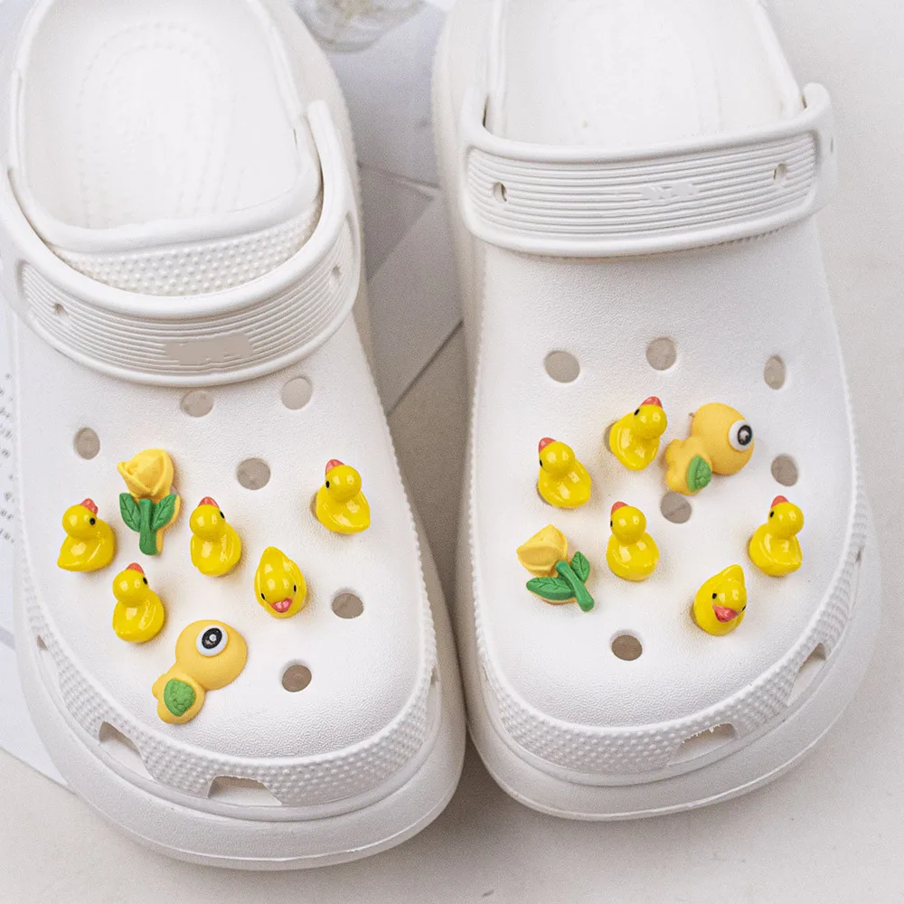 New Lovely Cartoon Duck Hole Shoe Charms Decorations Interesting Duckling Shoes Buckle DIY 3D Hole Shoe Accessories