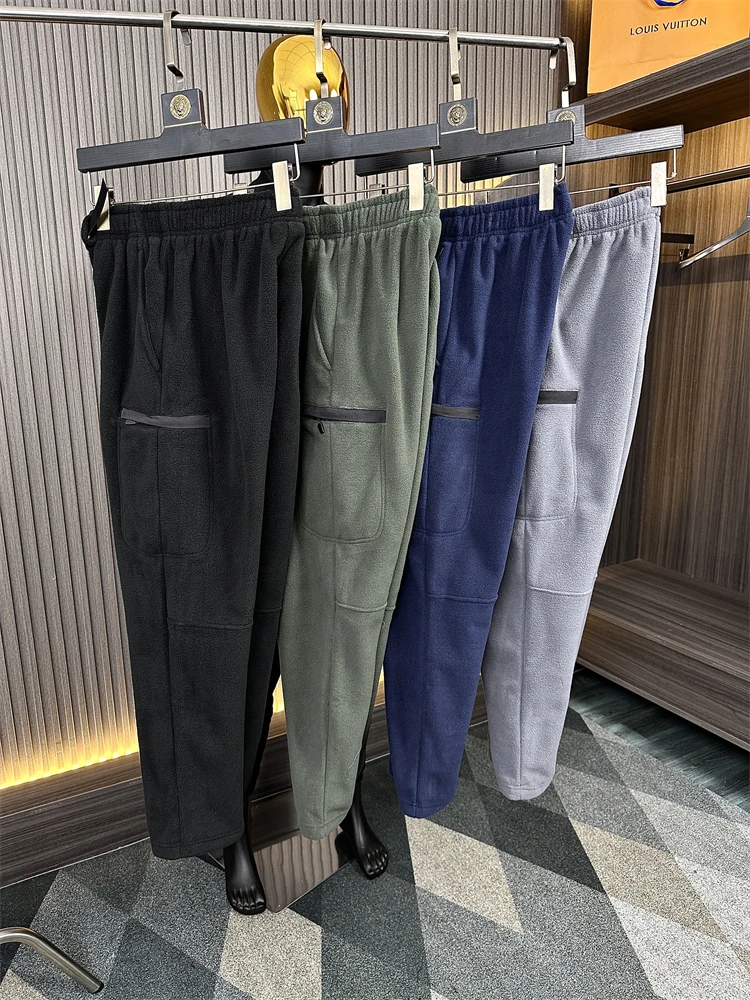 

Мужские повседневные брюки Thi Fce с эластичной резинкой на талии, осенне-зимние теплые брюки с клеем Pred, прямые брюки, свободный крой