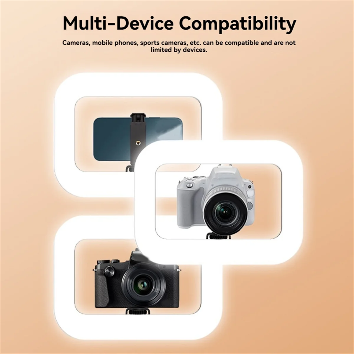 

T27C Handheld Ring LED Rechargeable Fill Light Portable Mobile Phone Live Broadcast Photography Desktop Selfie Light