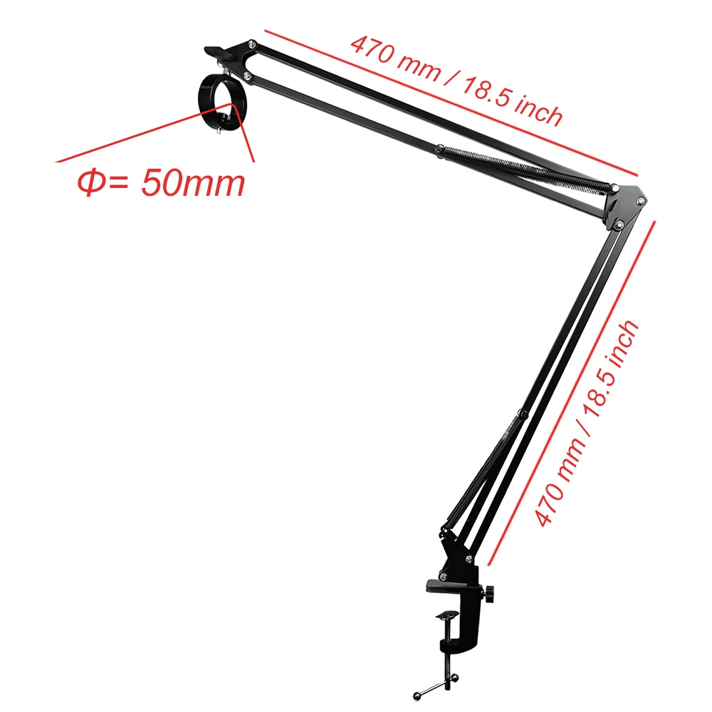Robuster Verstellbarer Mikroskop-Armständer 2kg Tragfähigkeit 360° ° Drehbare 1/4-Zoll-Halterung für Beobachtung, Reparatur, Löten, Live-Streaming – Detail 11