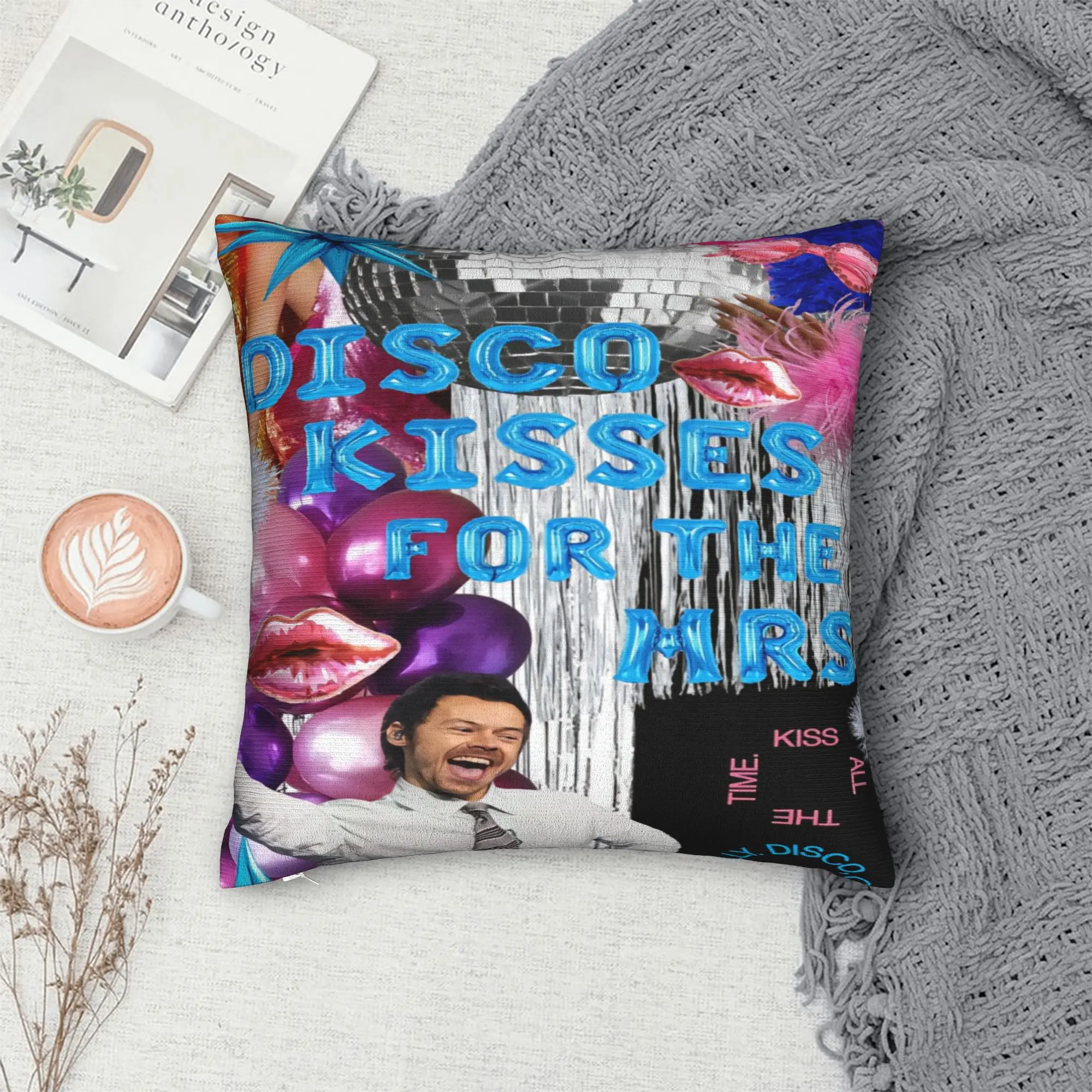 Harrys Styles Kiss All The Time Disco Pillow Case  Comfy Pillow Cover For Living Room Bed Chair Morden Pillowcases