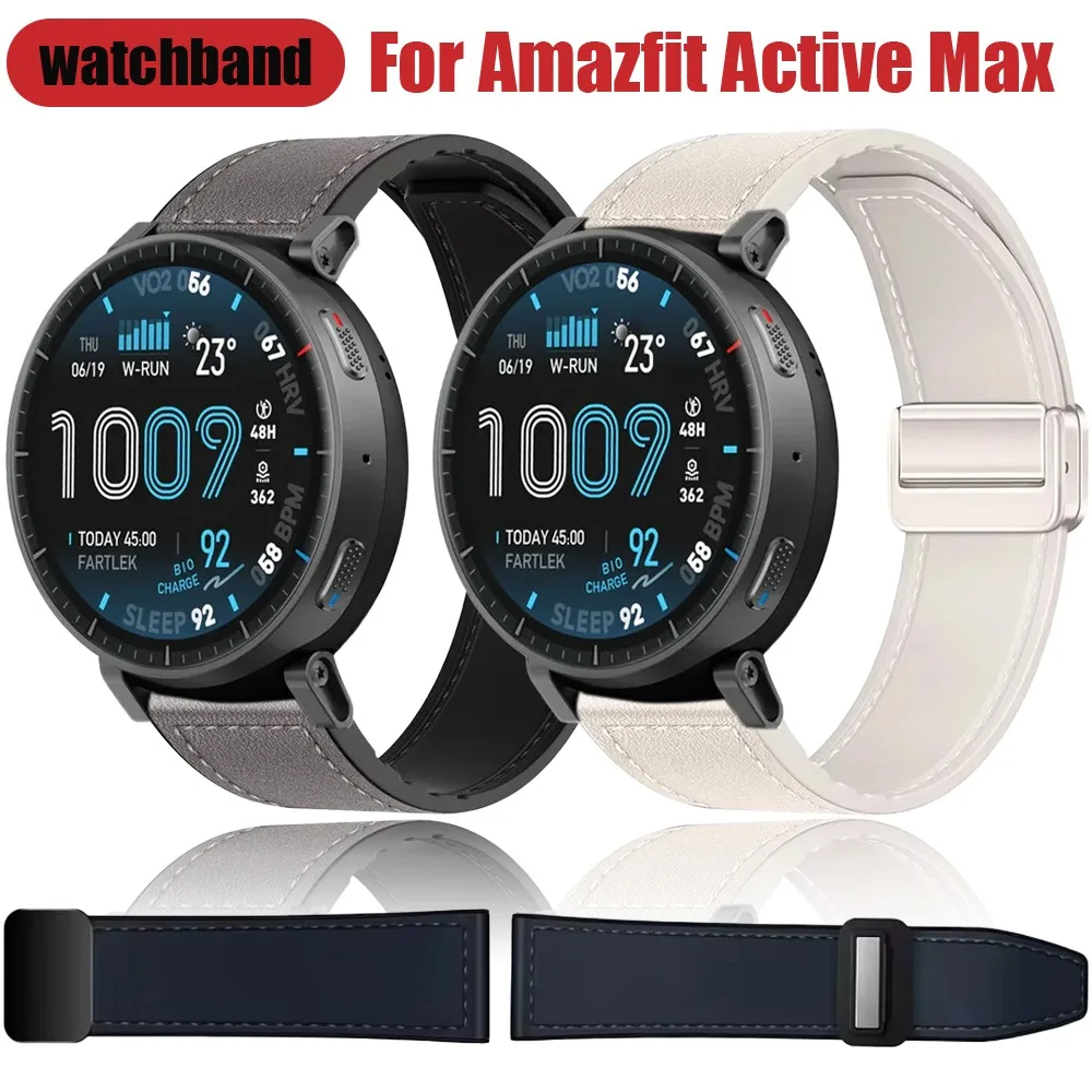 20mm 22mm Sport-Silikonlederarmband für Amazfit Active Max-3/T-Rex Pro Magnetisch Komfortabel für Amazfit Balance 2 1/Bip 6 5