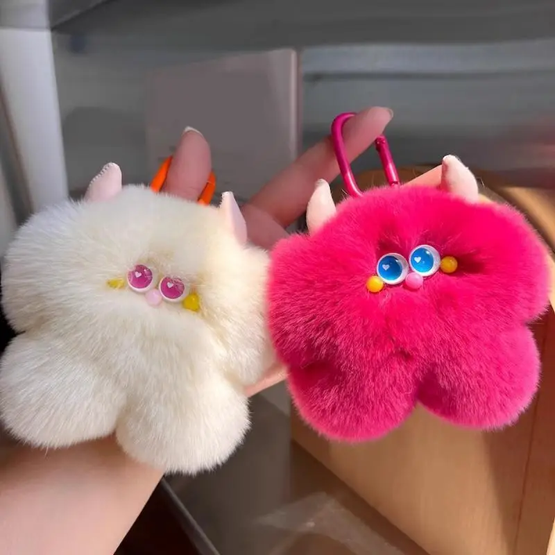 Chaveiro peludo artificial rex coelho peludo pelúcia macio bonito pingente animal chaveiro moda criativa mochila decoração