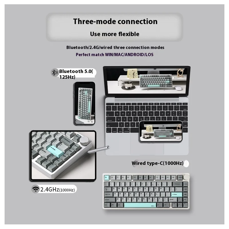 KiiBOOM Moonshadow V2 Customized Mechanical Keyboard 81 Keys Layout with Control Knob 180 Mesh CNC Aluminum Shell Quick Release
