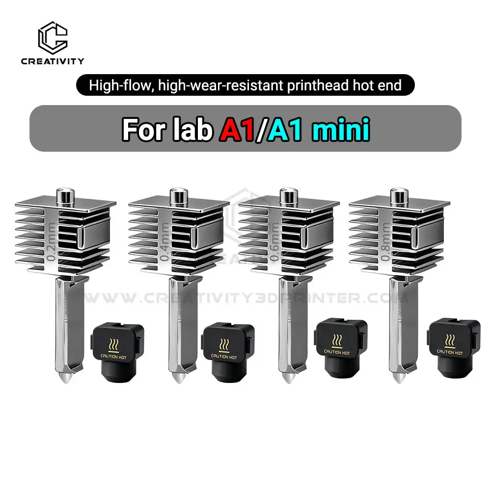 Kit Hotend Aprimorado para Bamb Lab A1/A1 Mini: Montagem de Hot End de Alta Velocidade com Bico de Aço Temperado de 0.2/0.4/0.6/0.8mm – Peça para Impressora 3D