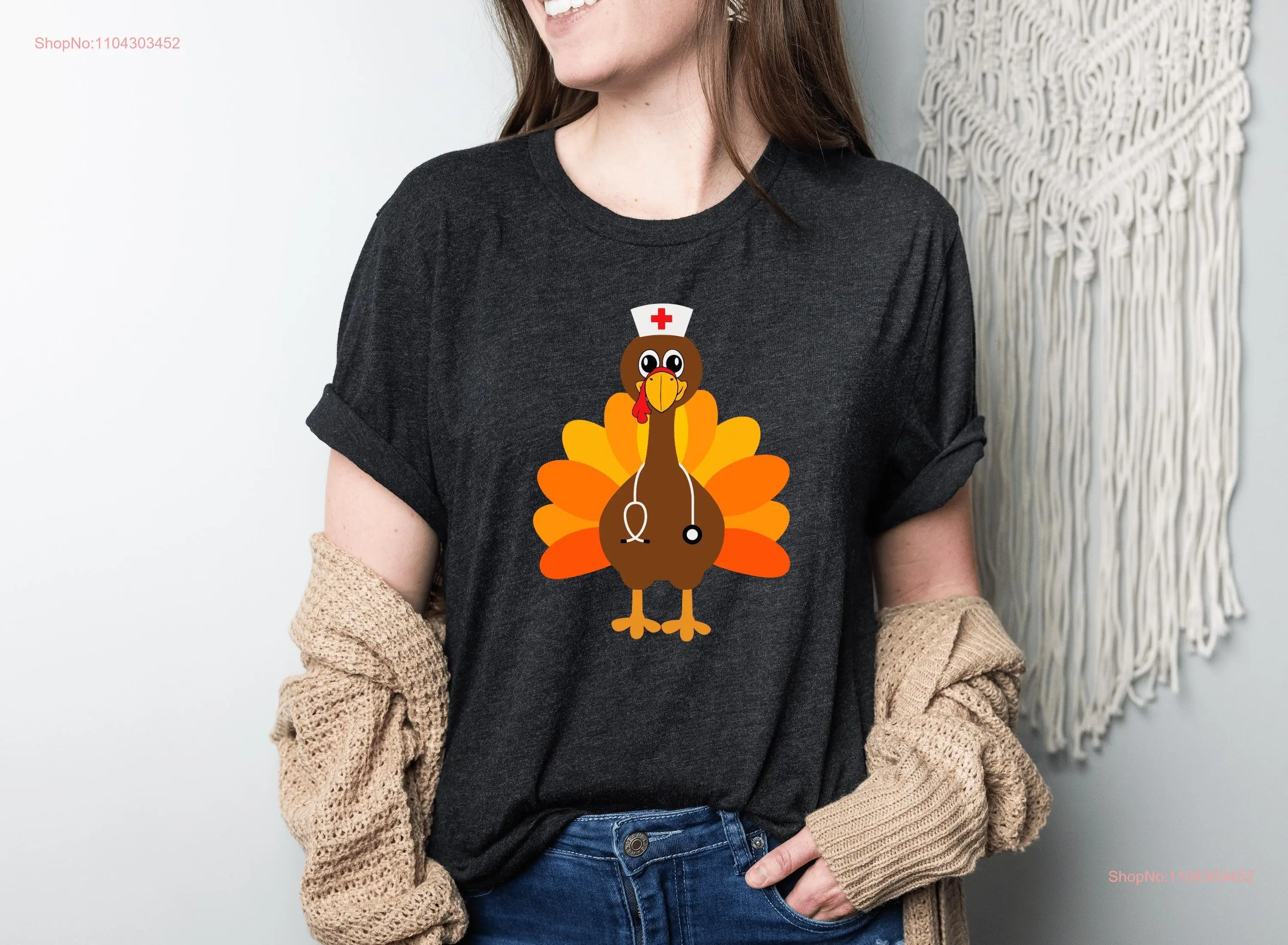 Turkey Scrubs T Shirt Thanksgiving Nurse Thankful Stethoscope long or short sleeves