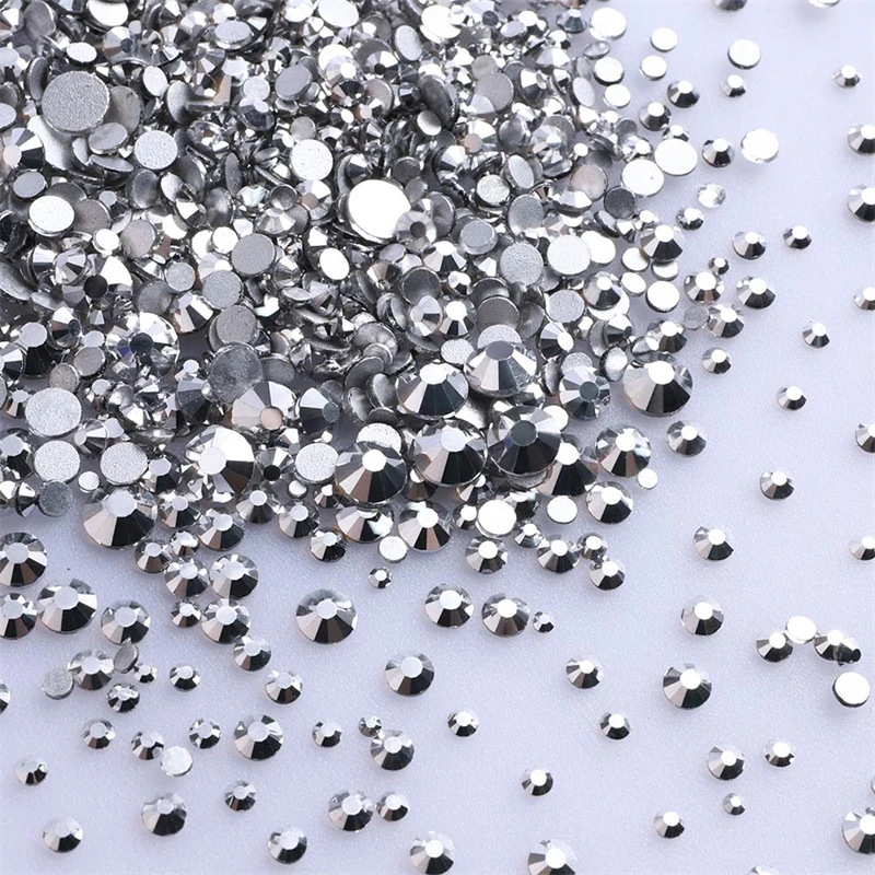 1440 Stück Mix-Größe Glas Flatback Strass Glitzer Kristall AB Runder Diamant Nicht Hotfix Kleber auf Stein für DIY Nail Art Dekoration