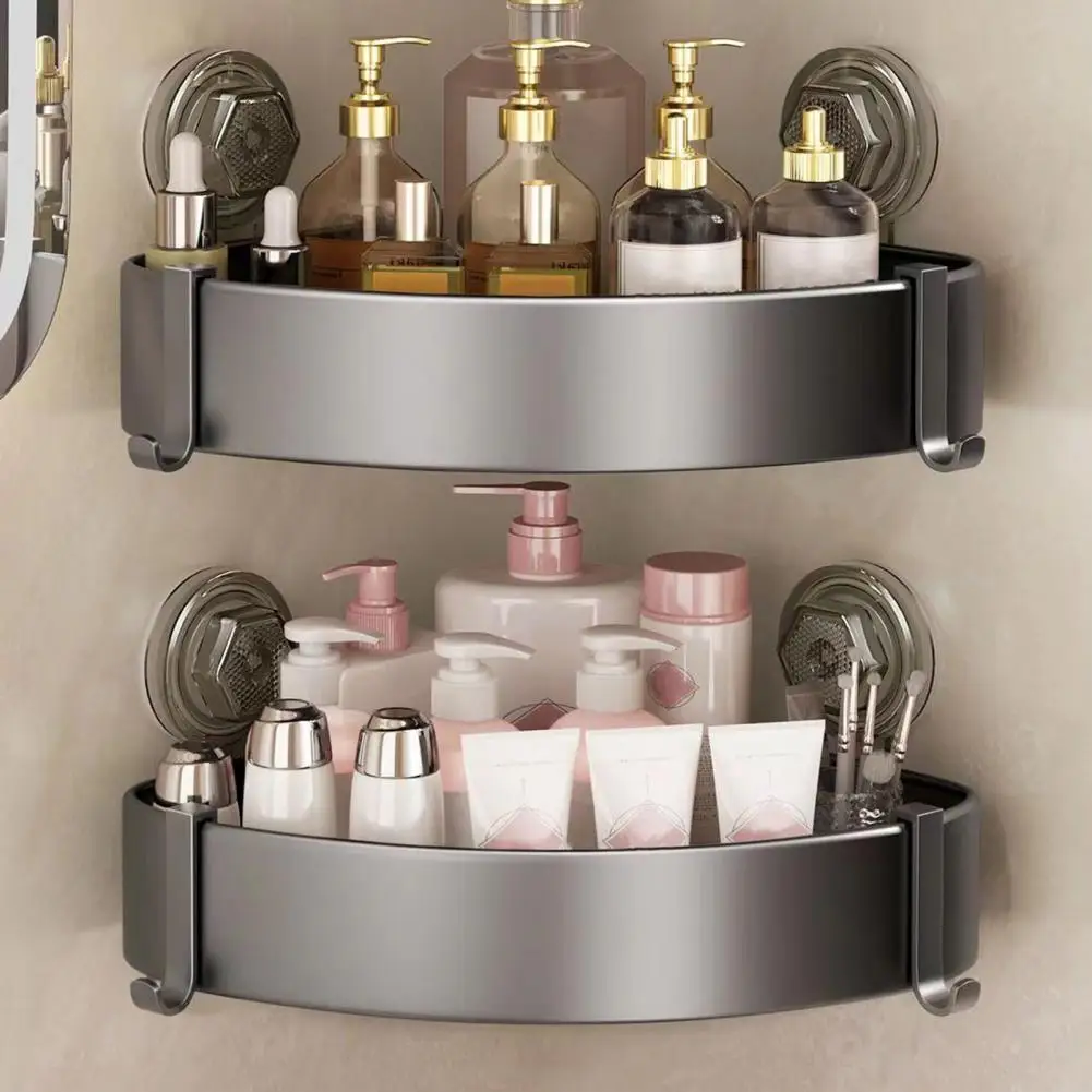 Easy Installation Shelf Durable Wall Shelf Suction Cup Corner Shower Caddy Easy Installation Bathroom Organizer with for Storage