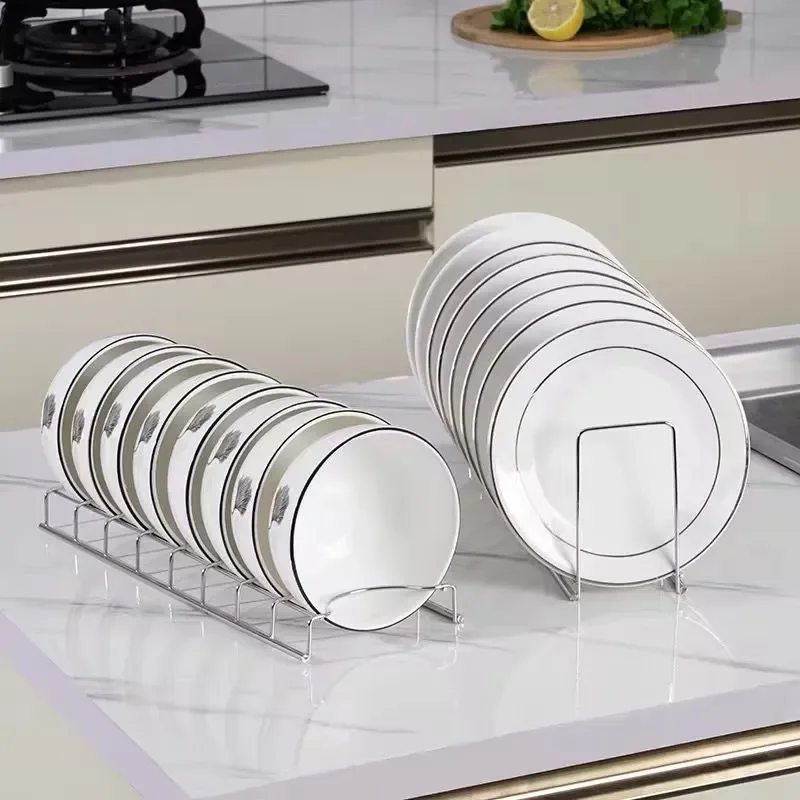 Stainless Steel Dish Drainer Rack Kitchen Household  Organizer Drying Bowl Holder Simple Pot Lid Shelf Kitchen Accessorie Sieve