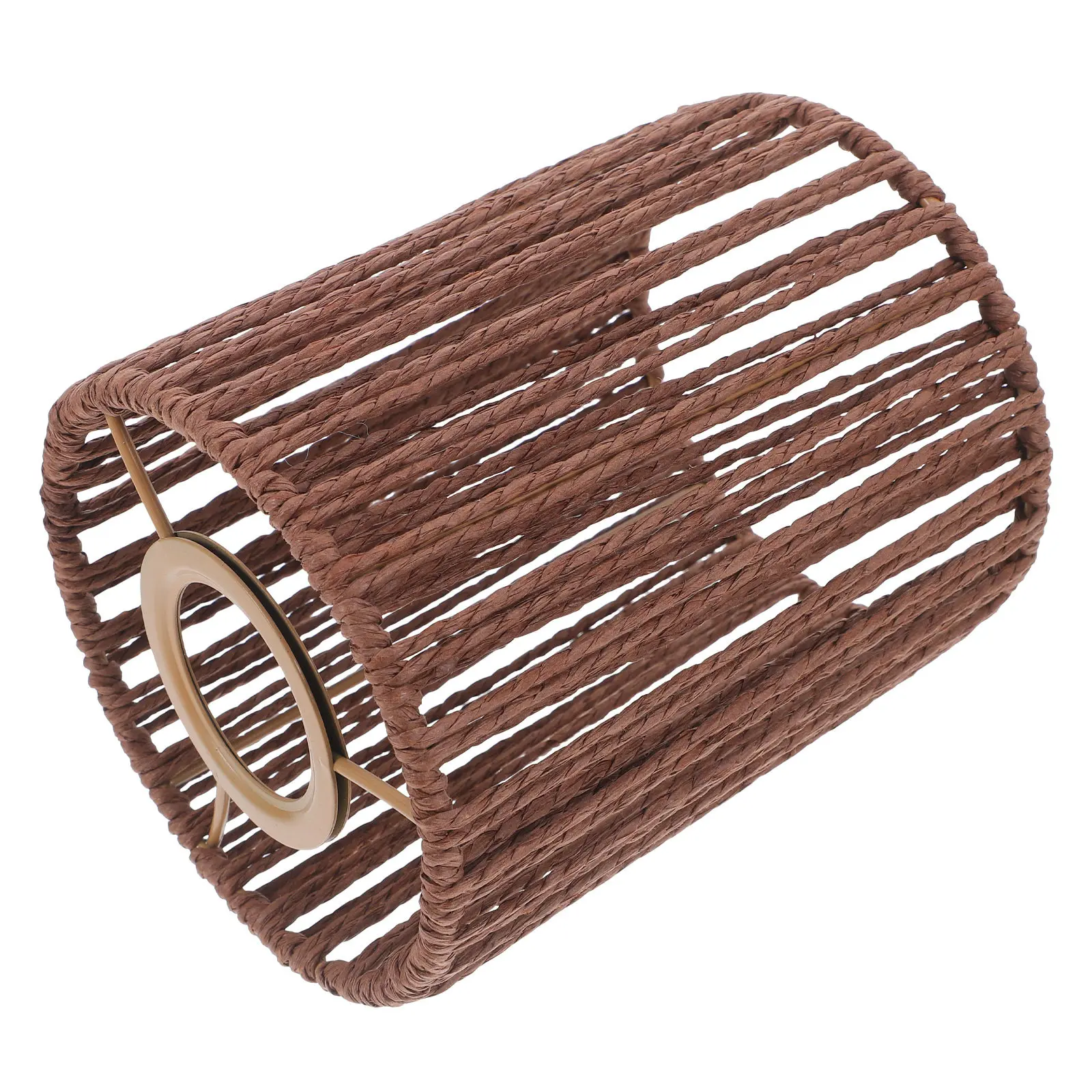 Mini Small Cylinder Paper Rope Lampshade Boho Woven Design for Pendant Floor Wall Light Fixture Handwoven Lamp Cover
