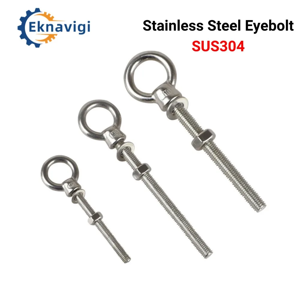 

1PCS Stainless Steel JIS1169 Head Welded Ring Screws Ring Bolts Lifting Ring Lengthening Screw Rod Ring