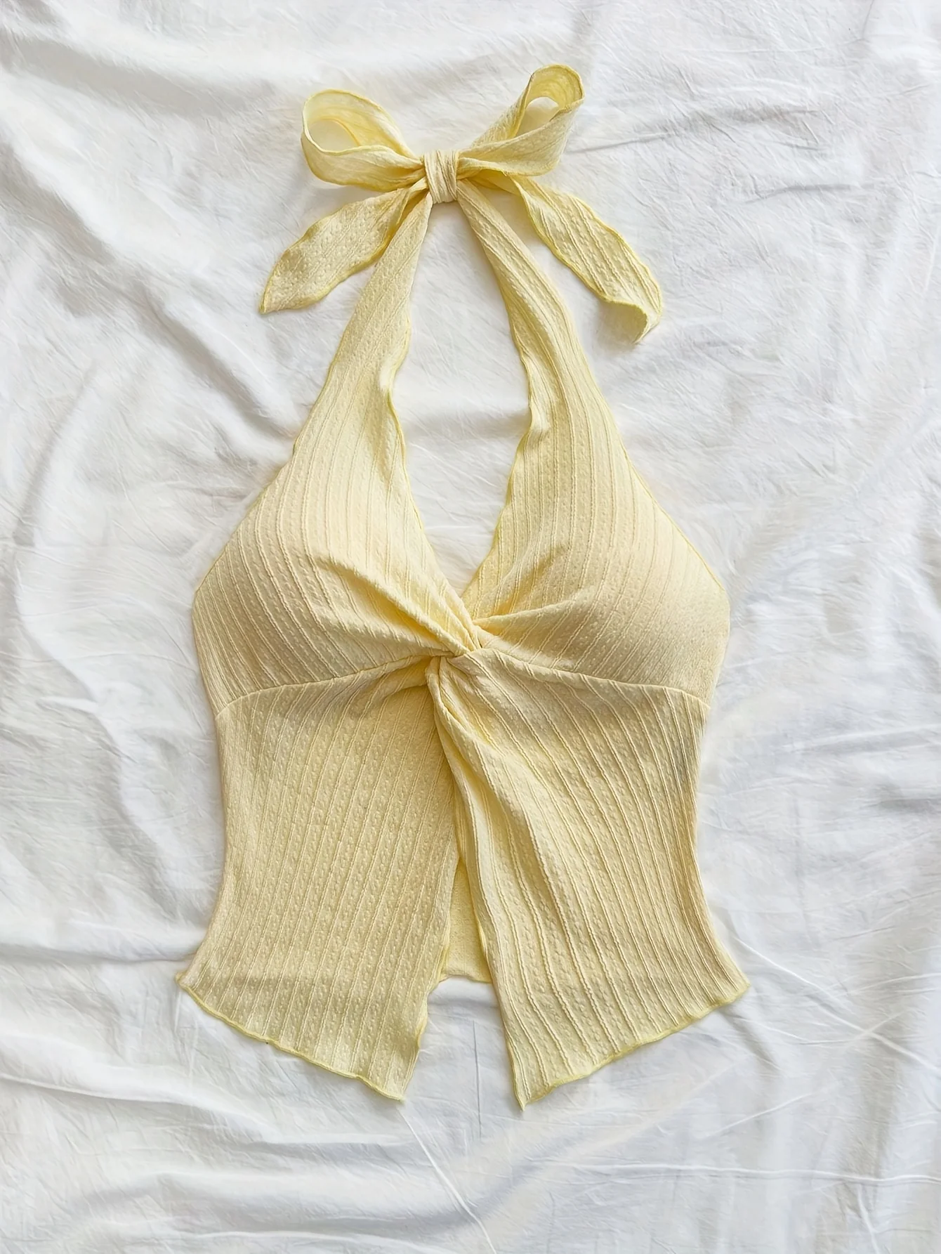 Frühlings- und Sommermode: Neue elegante, einfarbige, vielseitige Neckholder-Weste als Einzelstück – Detail 3