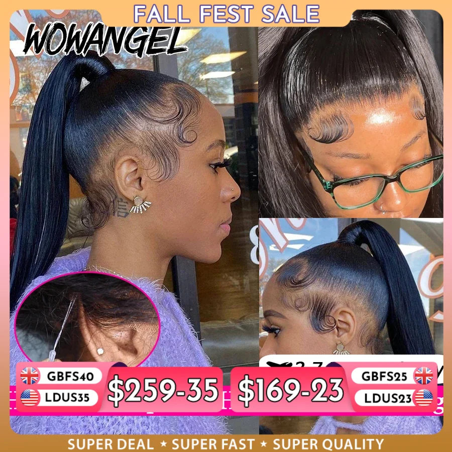 360 HD Lace Front Invisi Drawstring Wig Cap Straight Hidden Strap Glueless Human Hair Wigs Full Lace Wigs Remy Brazilian Hair