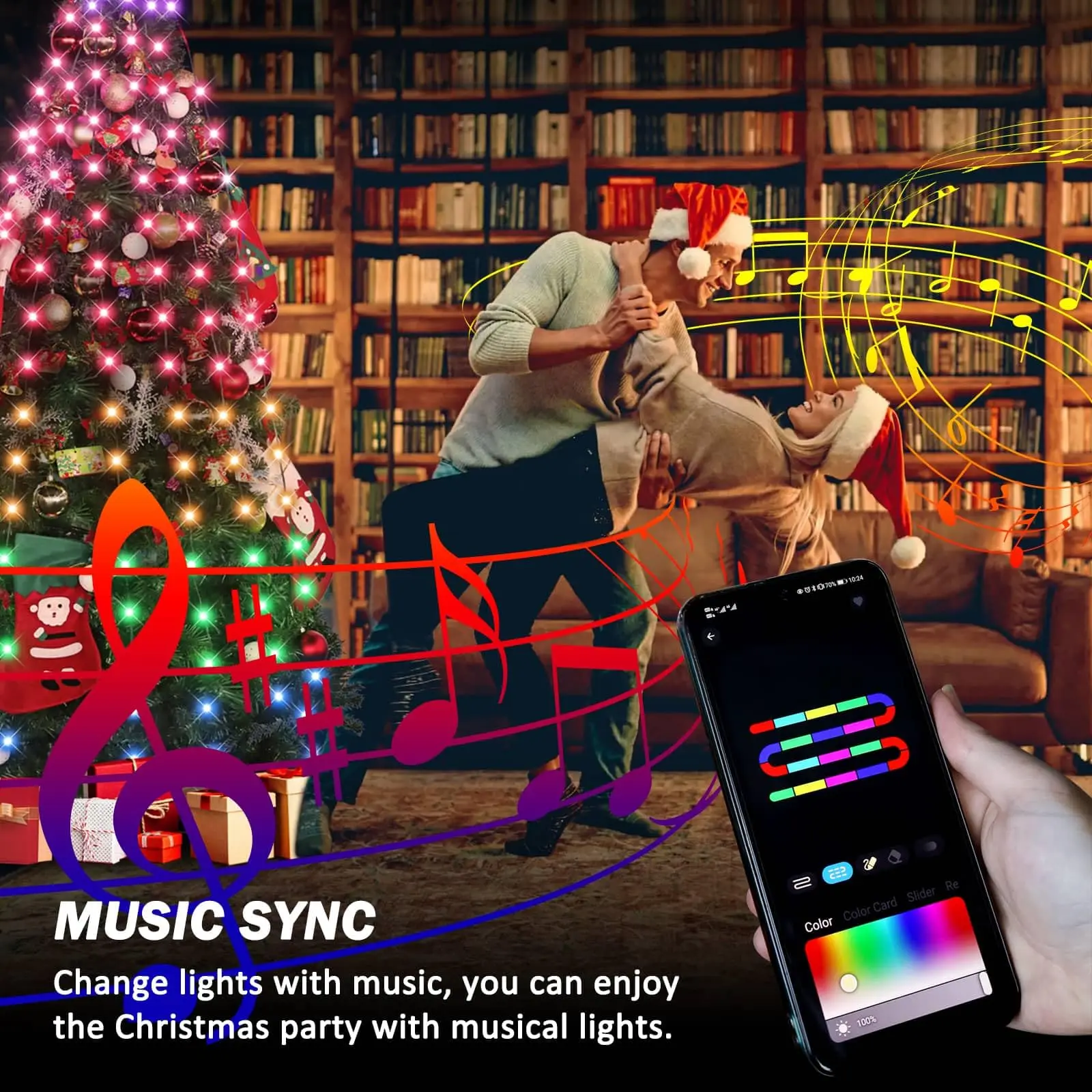 Smart Christmas Tree Lights With Ring APP Control RGB DIY Text Music Sync 400LEDs Indoor Outdoor Timing Christmas Decorations