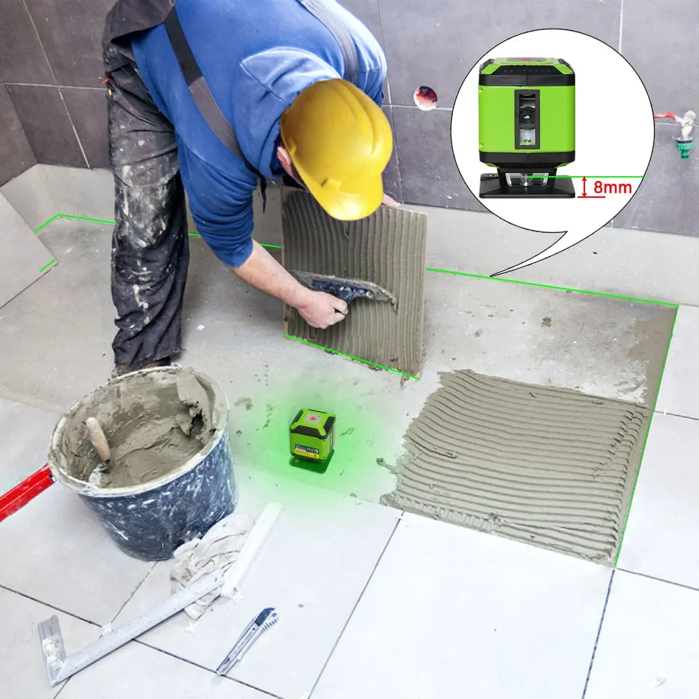 Imagem -03 - Huepar-green Beam Floor Laser Level Linha Cruzada Auto-nivelante de 360 ° Ferramenta para Colocação de Azulejos Quadrado com Base Fl360g