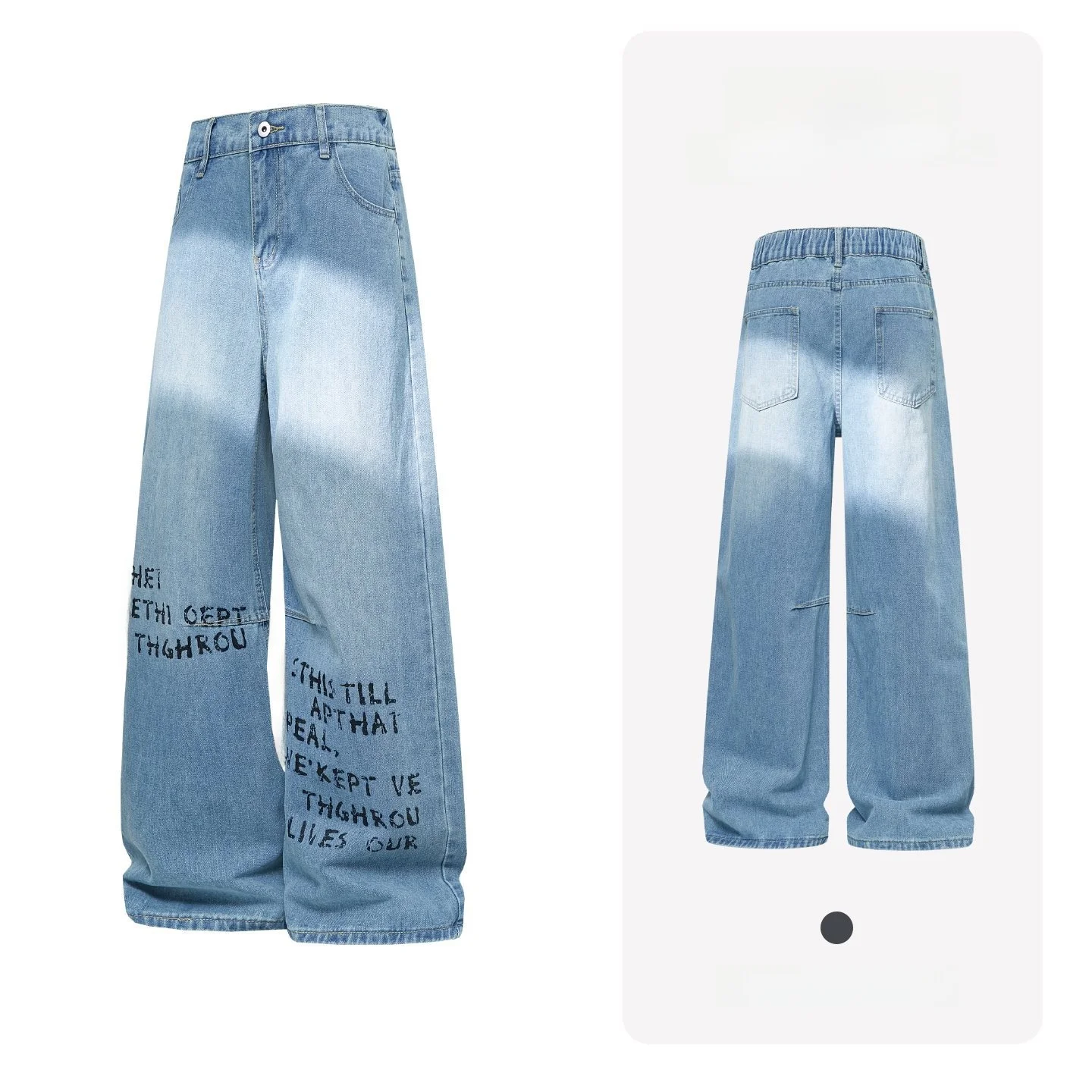 

American Sle Ins High Street Cleanfit Printed Jeans Cool And Haome Stand Fit Loose Straight Leg Zipper Closure Jeans