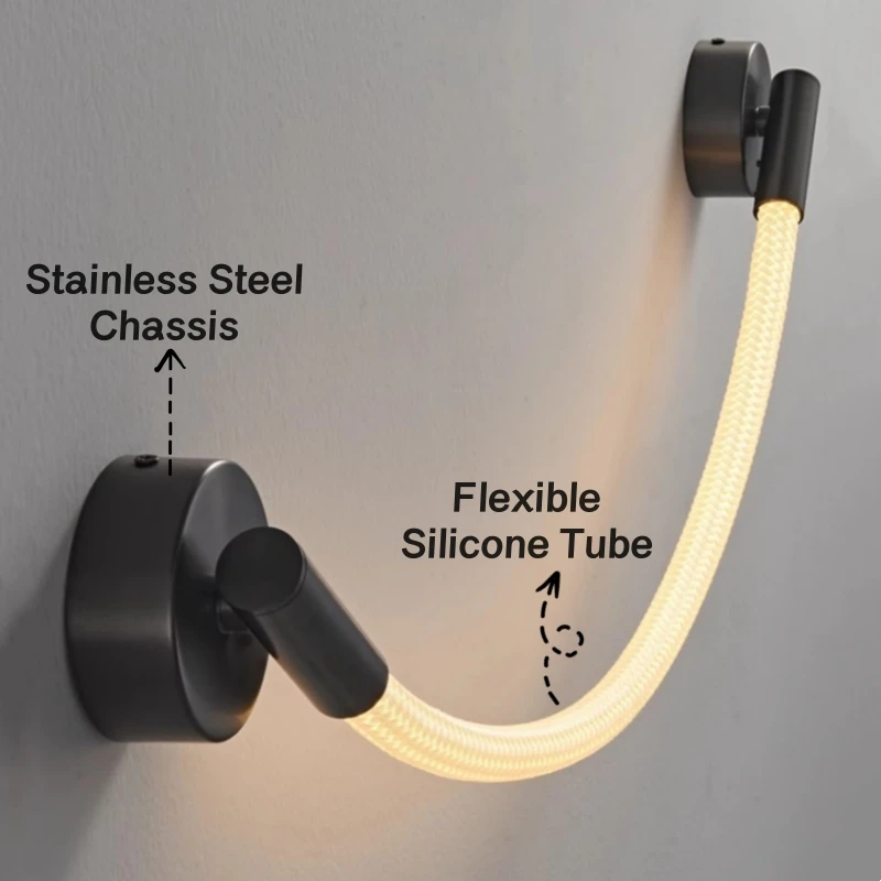 Minimalizm silikonowy wąż LED kinkiet kinkiet tkany z włókna liniowy kinkiet do sypialni nocna atmosfera oprawa ścienna