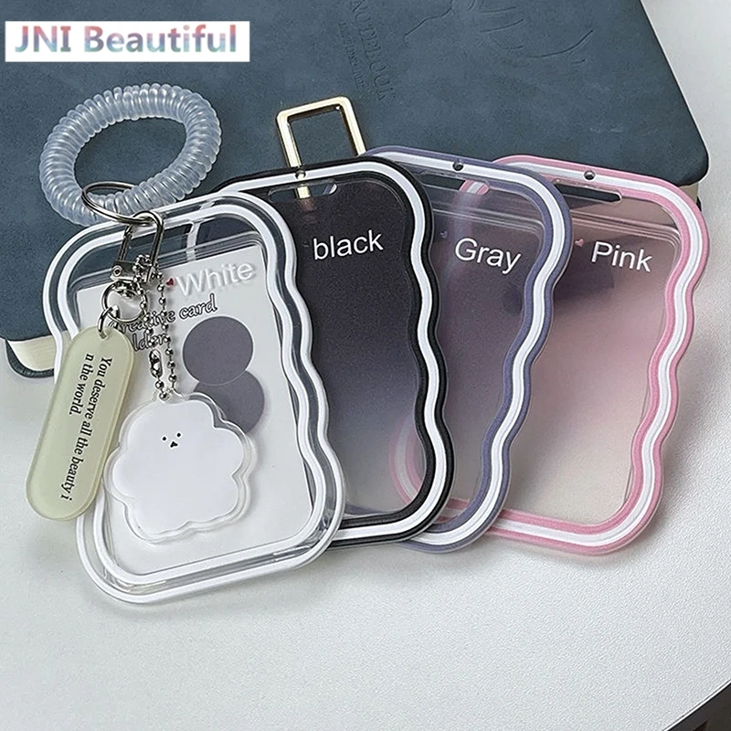 Creative Design Kpop Photocard Holder Transparent Card Holder Keychain Photo Sleeves Bus Card Student Card Case Photo Protector