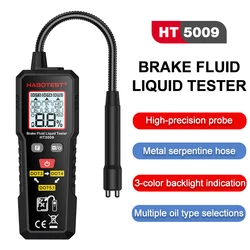 Brake Fluid Tester Flexible Probe 3Colors Backlit Auto Brake Liquid Oil Tester Hydraulic Oil Moisture Detector Sound Light Alarm