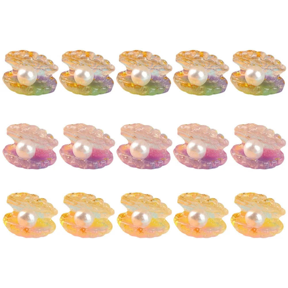 

18Pcs Glow in Dark Resin Shell Pearl Decor Set Smooth Crafted Miniature Sea Shells for Aquarium Fish Tank Garden Lawn Balcony